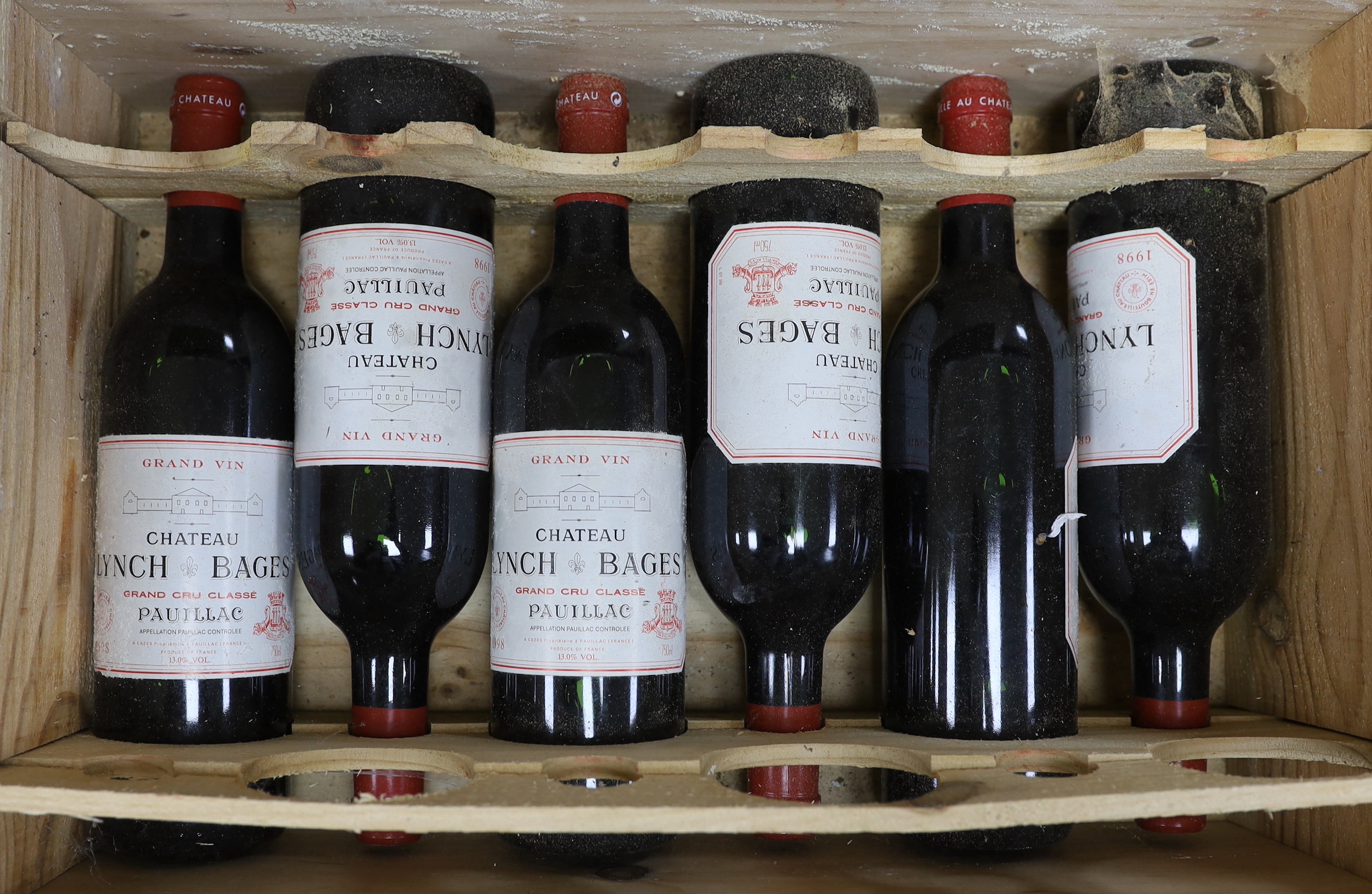Seven bottles of Château Lynch Bages, Pauillac 1998